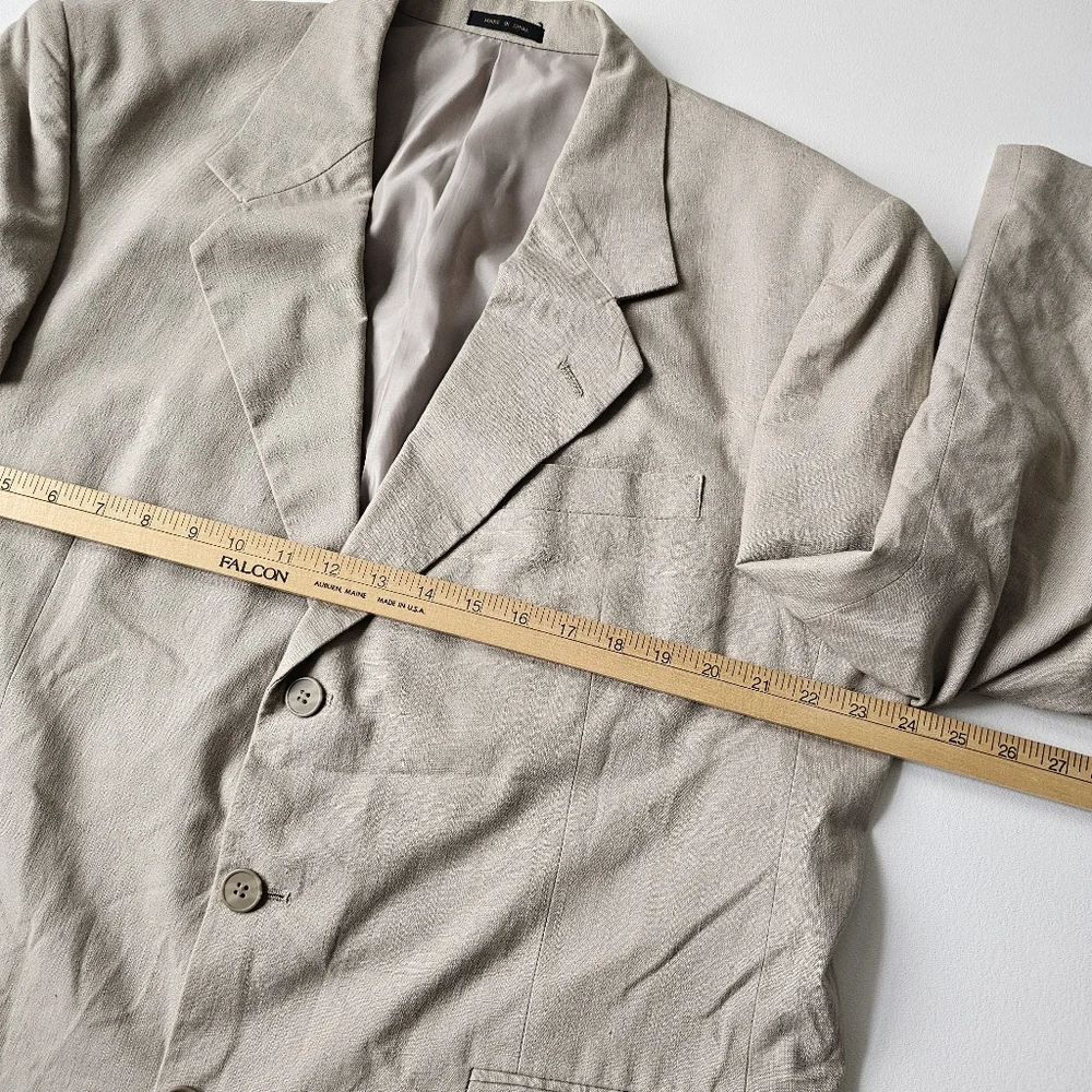 Vintage Members Only Sand Beige 55% Linen 45% Cotton Blazer Sport Coat 44R